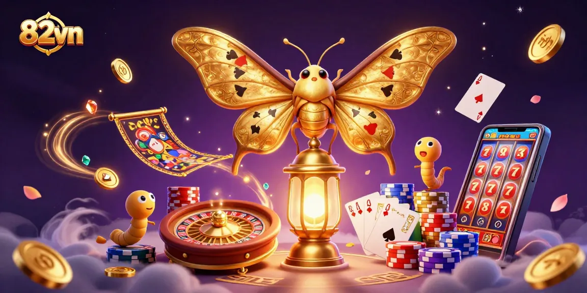 Experience the thrill of casino gaming at 82vn with a dazzling display of golden coins and enchanting motifs.