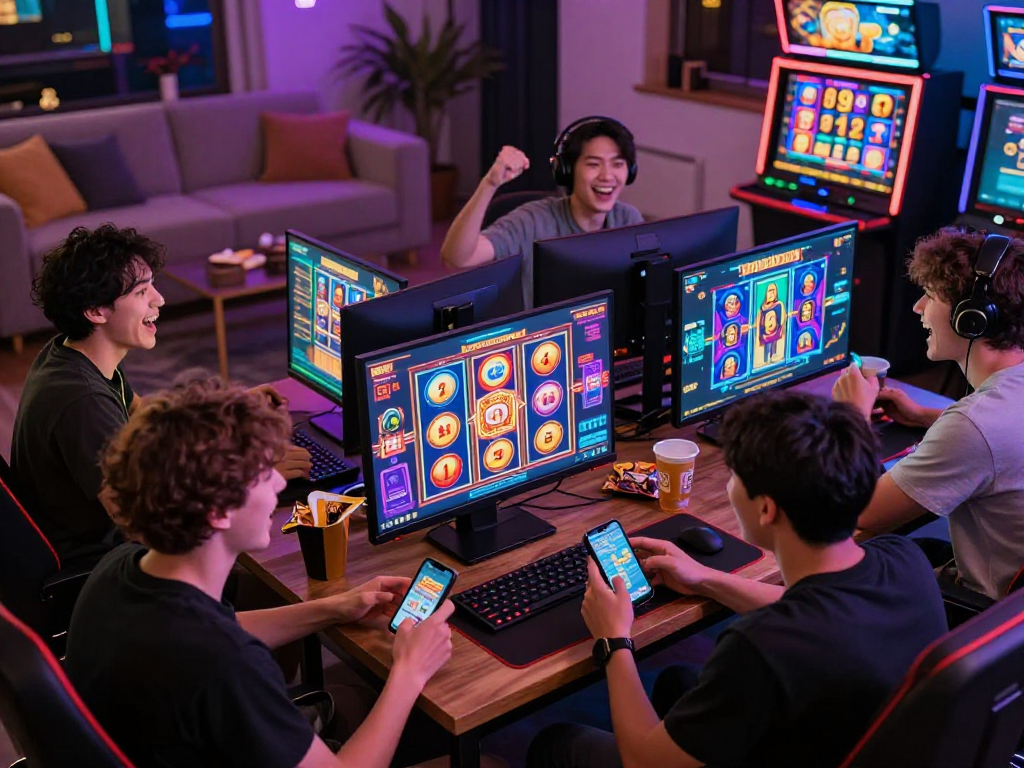 Exciting slot gacor gaming session with players enjoying vibrant online slots.