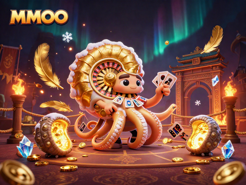 Spin the MMOO roulette wheel with a giant nautilus, glowing ammonites, and golden fragments.