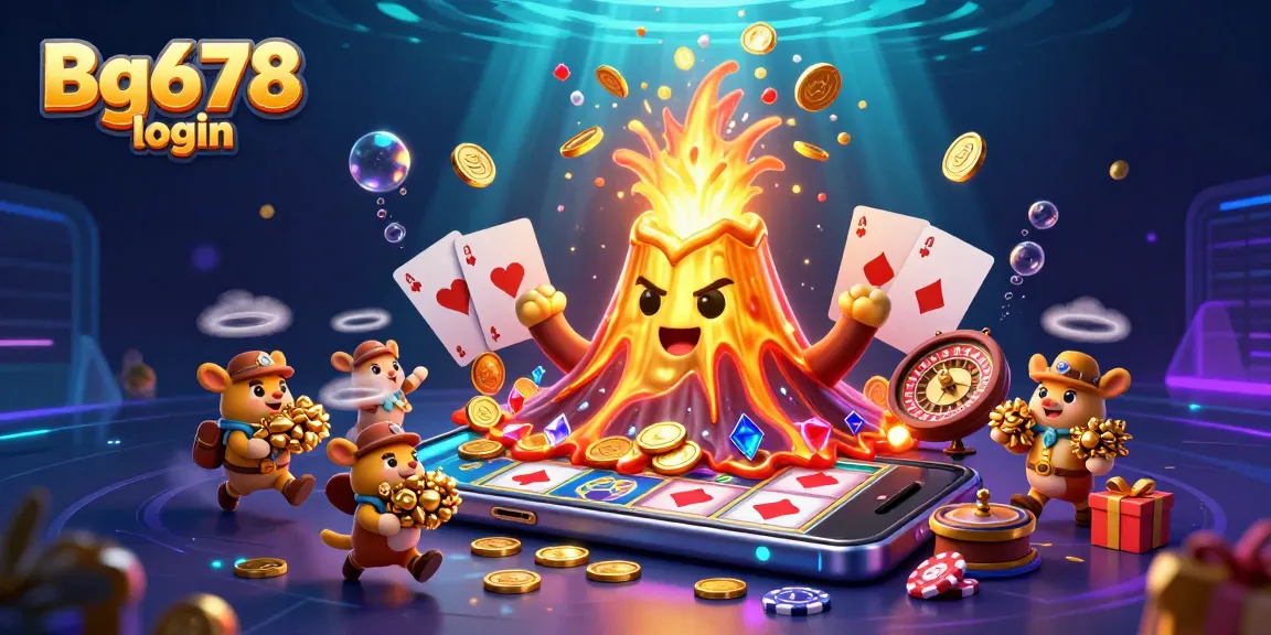 Experience the excitement of Bg678 login with a vibrant 3D casino scene featuring golden treasures and dynamic game elements.