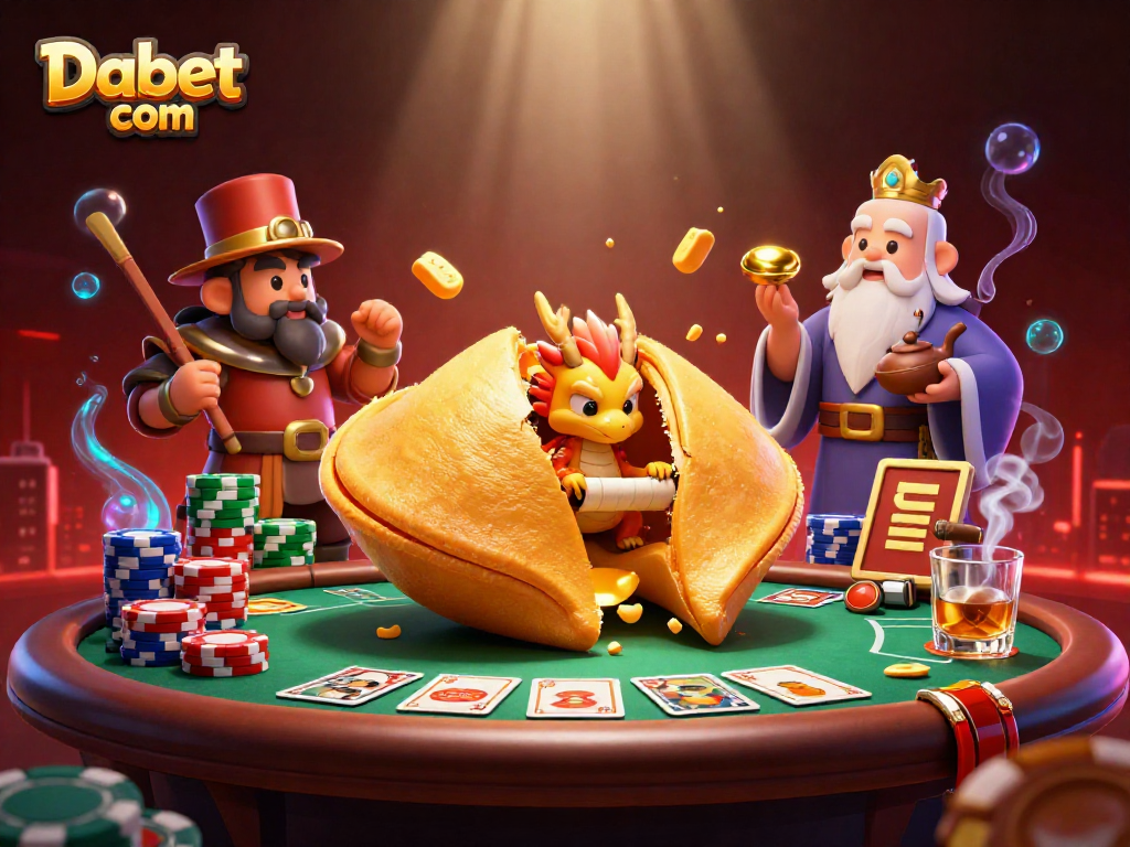 Betting at Dabet com unfolds with a dynamic casino scene filled with vibrant characters and game elements.