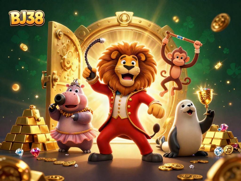 BJ38 casino illustration featuring vibrant characters in a dynamic gaming scene, highlighting the excitement of gaming.