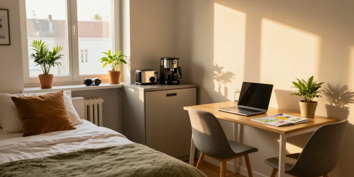 Gemütliches Monteurzimmer mieten in Hannover mit stilvollem Ambiente und Arbeitsbereich.