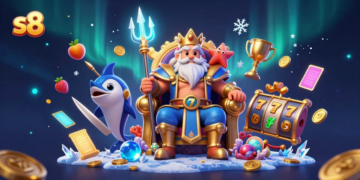 Experience thrilling slots action with engaging visuals featuring s8 and a joyfully animated sea king.