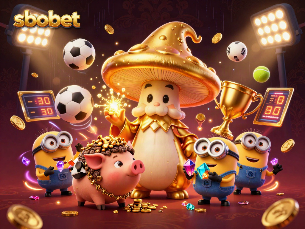 Bet on sbobet with exhilarating sports adventures featuring dynamic characters and vibrant elements.