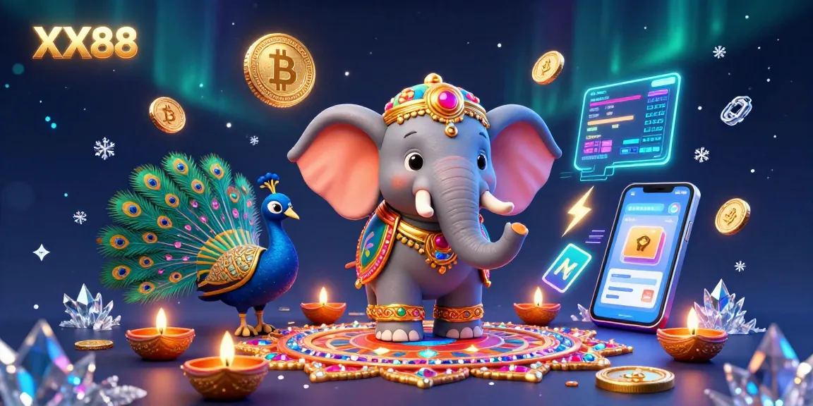 Engage with the excitement of the XX88 casino featuring vibrant characters and glowing crypto elements.
