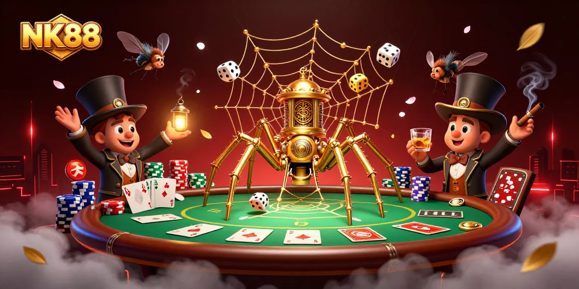 Engage in thrilling gameplay with NK88's unique casino experience within a vibrant steampunk setting.