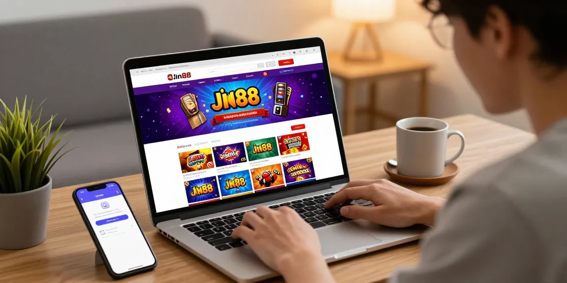 Người dùng hào hứng khám phá trang Jin88 với giao diện hấp dẫn và các khuyến mãi.
