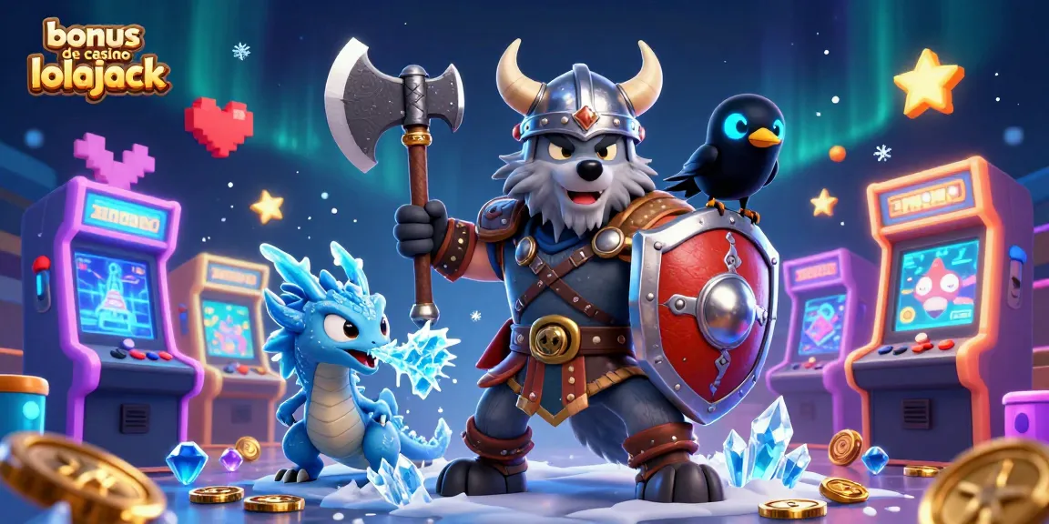 Energize your play with the bonus de casino lolajack, featuring a Viking warrior, dragon, and vibrant gaming elements in a rich 3D scene.