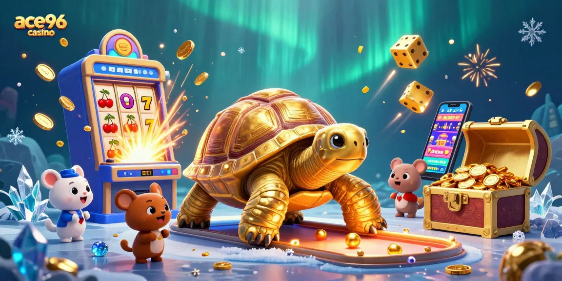 Experience excitement at ace96 casino with a whimsical 3D illustration of gaming fun.