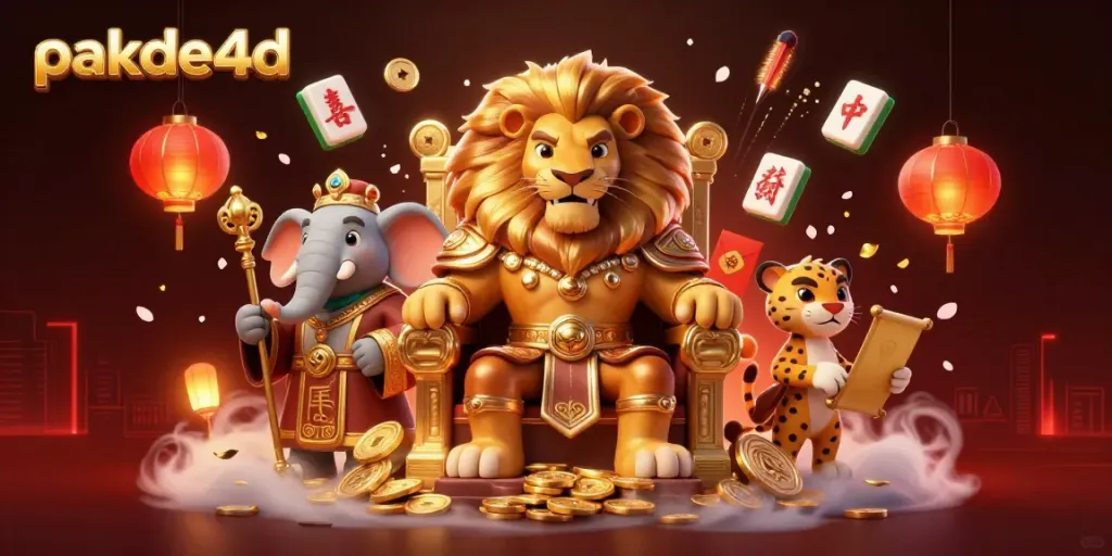Experience pakde4d's thrilling lottery realm with vibrant gambling characters and festive decor.