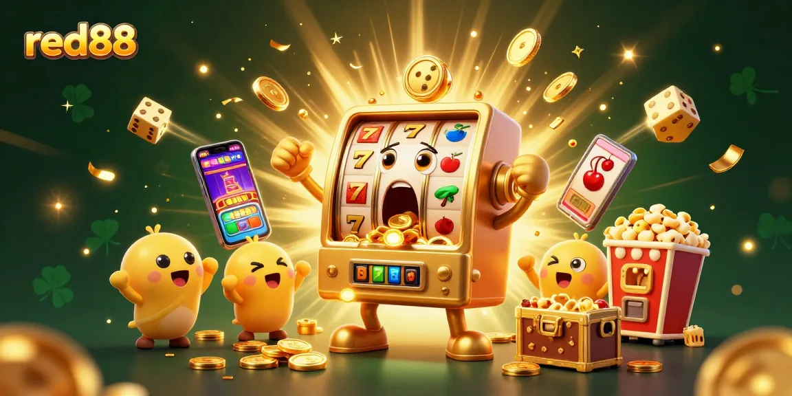 Experience the thrill of winning with red88 as slot machines celebrate jackpots in a vibrant casino scene.