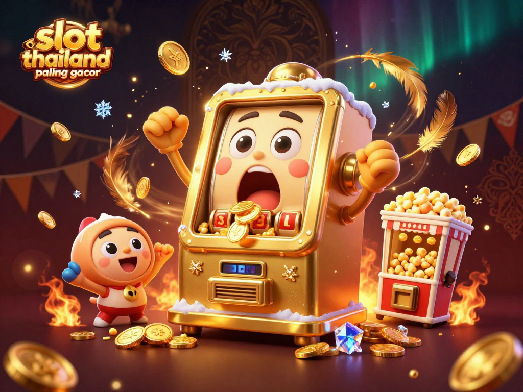 Experience the excitement of slot thailand paling gacor with a slot machine hitting the jackpot and coins pouring out.