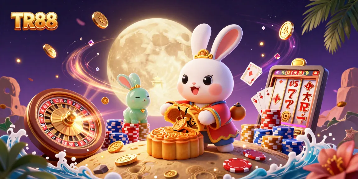 Experience TR88's festive atmosphere with moon rabbit and exciting casino elements.