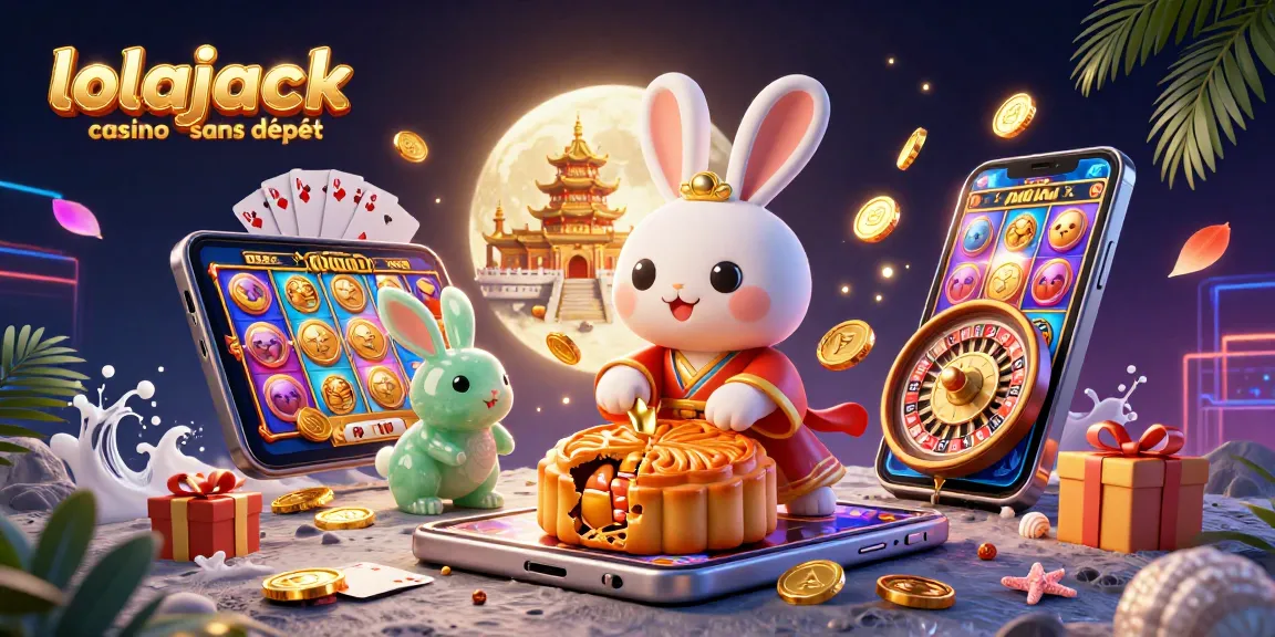 Experience thrilling gameplay with lolajack casino sans dépôt, featuring vibrant games, poker chips, and festive elements.
