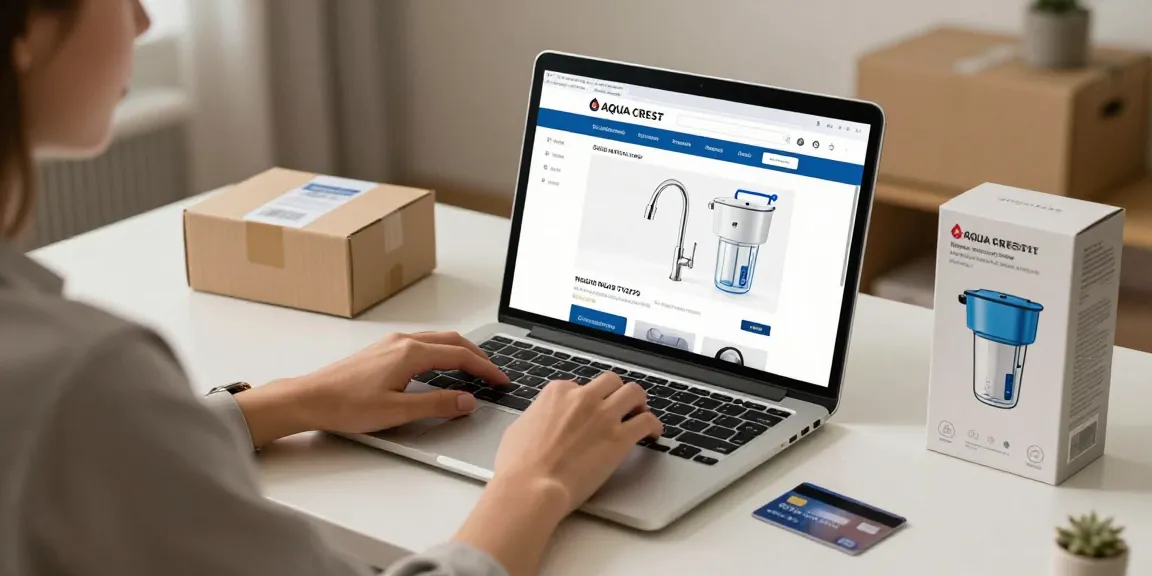 "AQUA CREST 7027S Faucet Water Filter in an online shopping context, ideal for product reviews and e-commerce platform exploration."