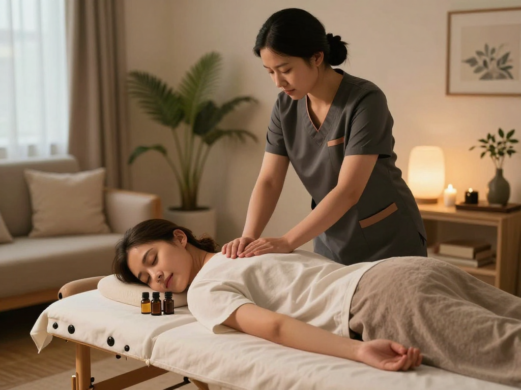 Enjoying a premium 파주출장마사지 experience at home with professional therapist in a serene setting.