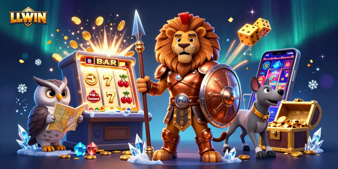 LLWIN offers an engaging online casino experience with a vibrant slot atmosphere featuring characters and jackpots.