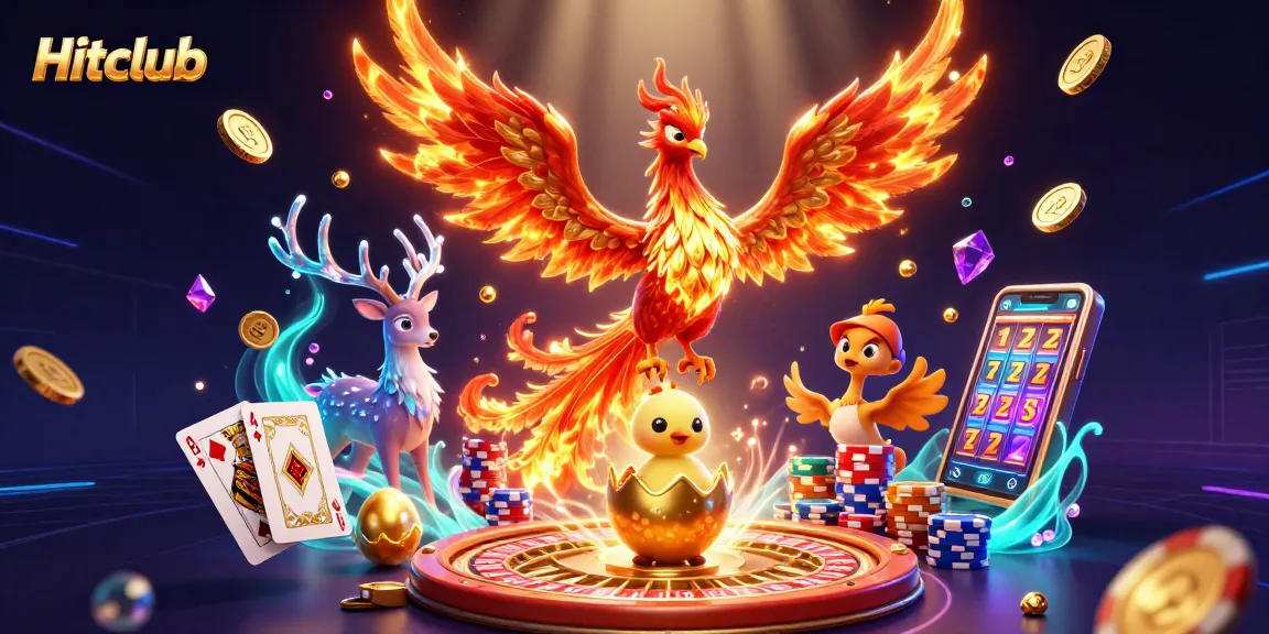 Engage in thrilling gameplay at Hitclub with iconic phoenixes and vibrant casino elements.