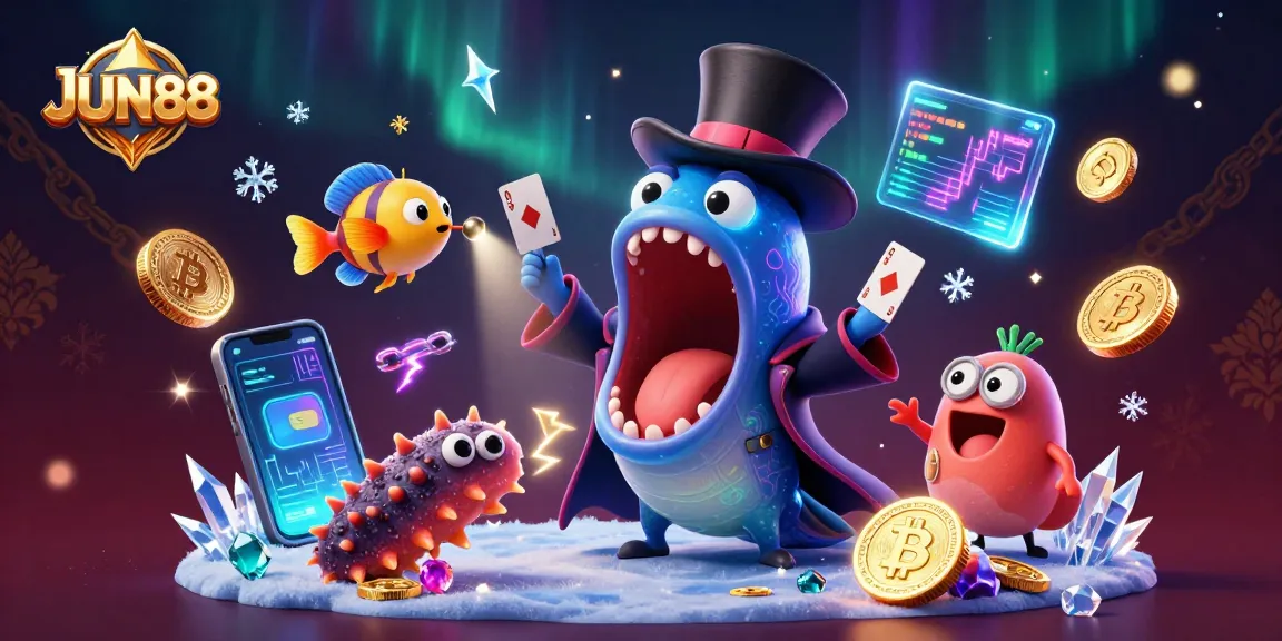 Experience thrilling card tricks and magical moments with JUN88's enchanting deep-sea casino creatures.