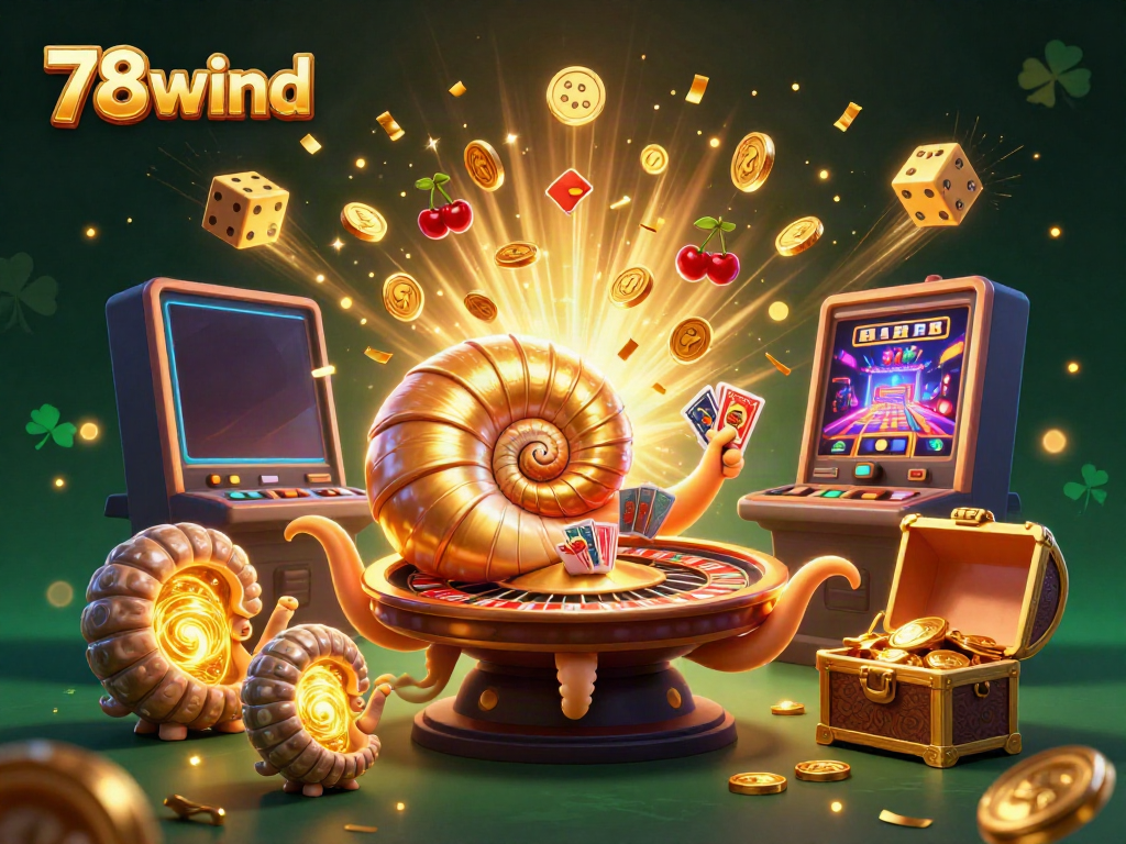 Play exciting casino games with 78wind, featuring dynamic slot machines and glowing nautilus characters.