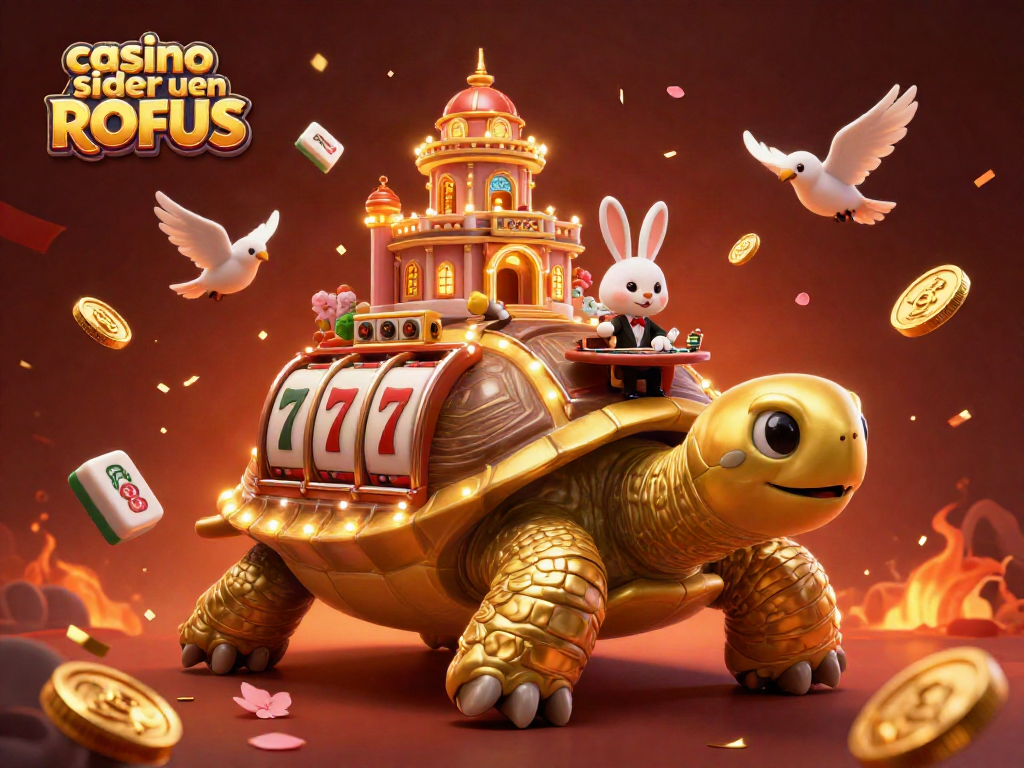 Engage with casino sider uden ROFUS through a magical scene of a golden tortoise casino, a rabbit dealer, and dynamic game elements.