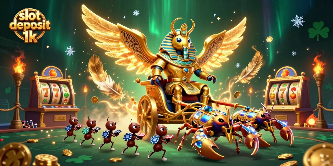 Experience the excitement of slot deposit 1k with vibrant casino elements in a colorful 3D illustration.