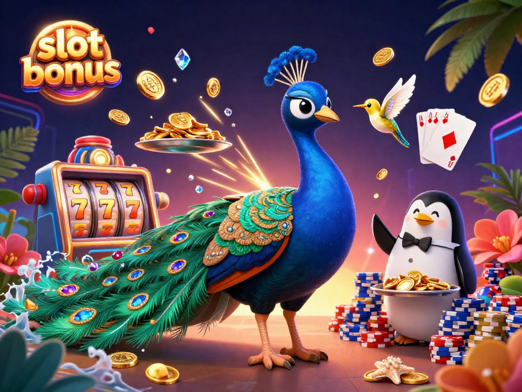 Experience slot bonus excitement through vibrant 3D slots imagery filled with golden treasures.