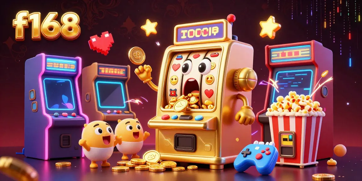 Experience fun with f168 as a golden slot machine hits the jackpot with cheering companions.