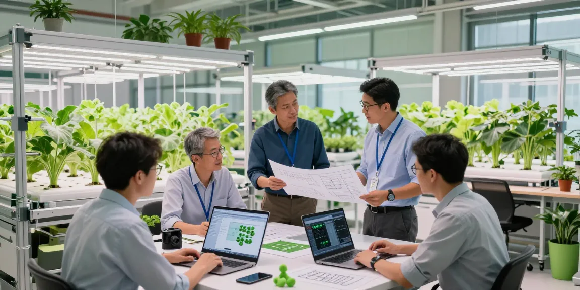 Professionals collaborating on a cika4d indoor agriculture project with innovative designs and technology.
