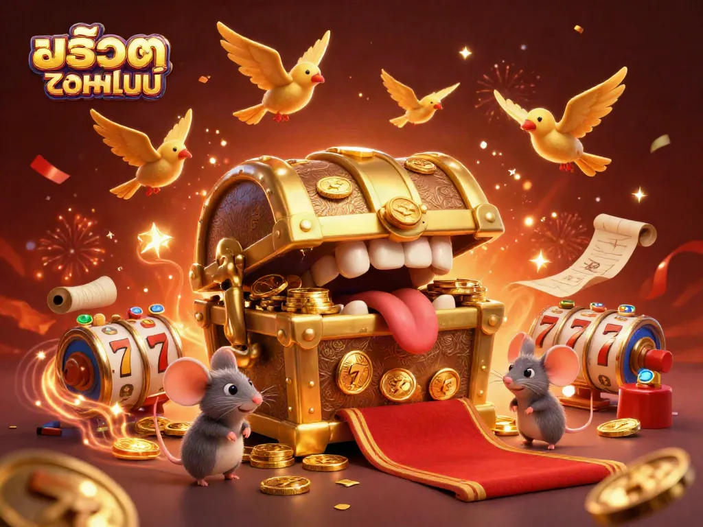Spin the reels for big prizes with สล็อตออนไลน์ in this vibrant casino-themed illustration.
