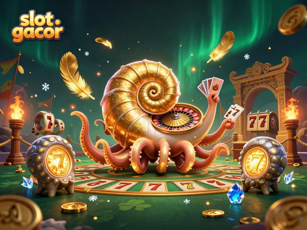 Experience thrilling slot gacor action with colorful characters and shimmering casino elements.