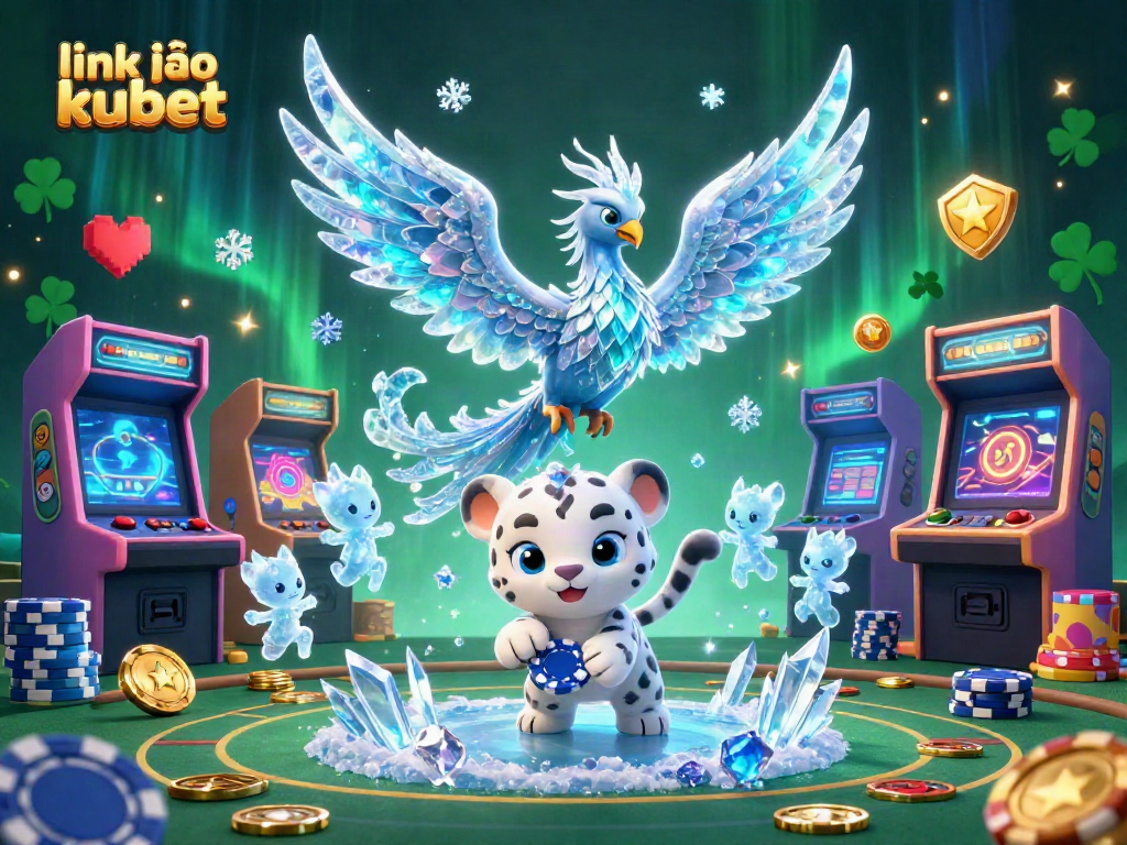 Win with link vào kubet by joining the enchanting ice casino scene of vibrant characters.
