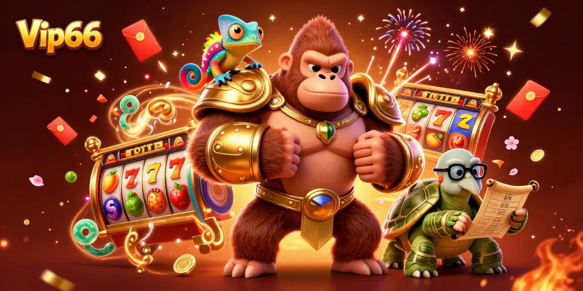 Experience the exciting world of Vip66 with vibrant slot elements, stunning characters, and festive backgrounds.