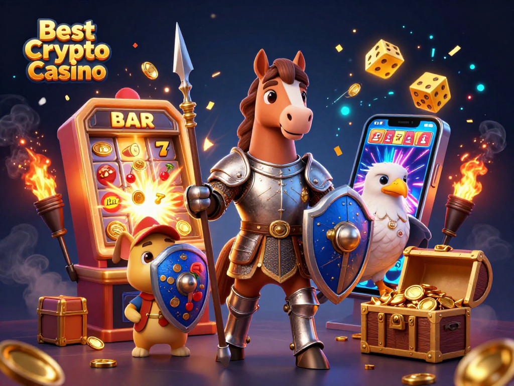 Spin and win at the Best Crypto Casino with vibrant characters and dynamic gaming action.