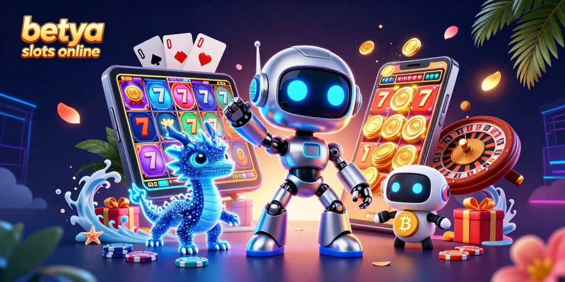 Engage with betya slots online, showcasing vibrant 3D character illustration amid dynamic slot game elements.