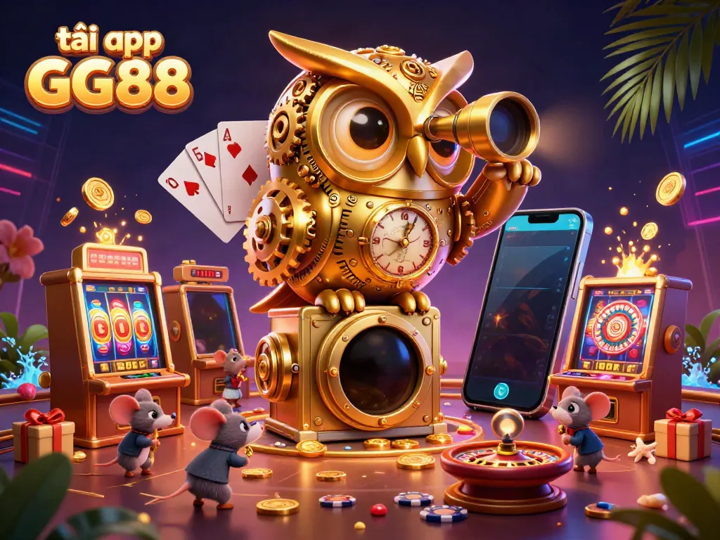 Spin golden reels to win big with tải app GG88 in vibrant casino illustration.