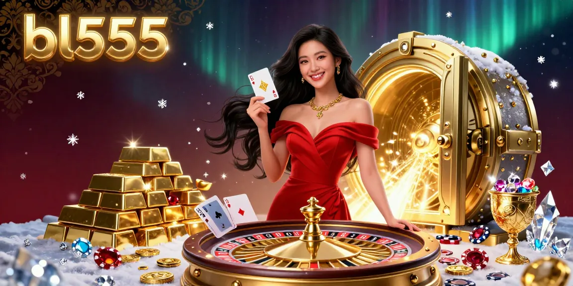 Experience the glamour of bl555 with golden roulette and treasures in a stunning casino scene.