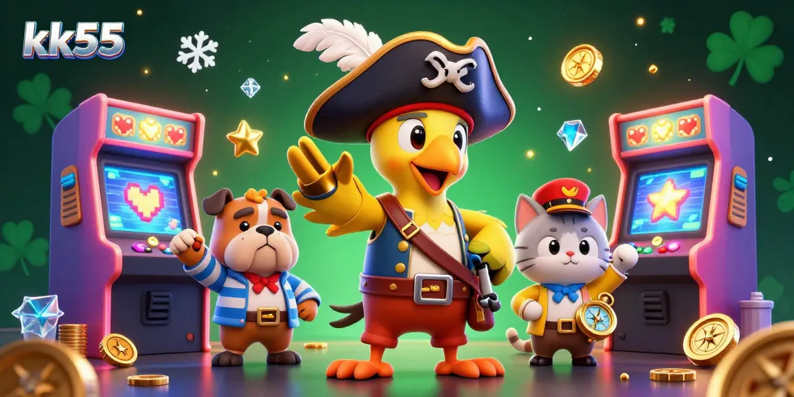 Join the excitement at kk55 with vibrant characters and thrilling game elements in a dynamic casino scene.