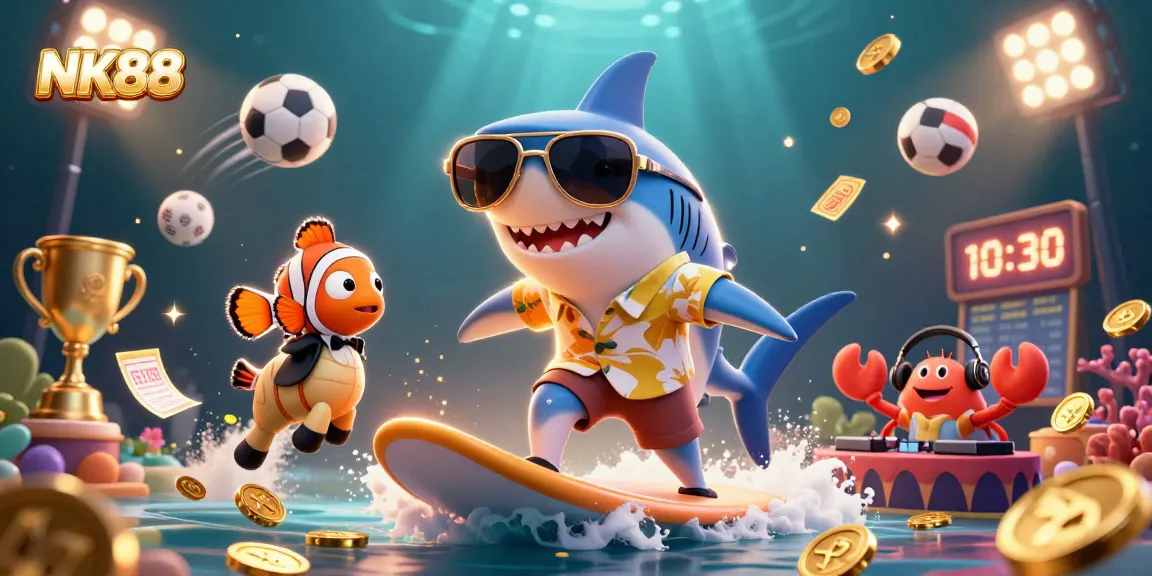 Experience exhilarating gaming at NK88 with vibrant 3D characters surfing on gold coins!