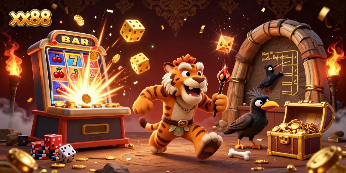 Experience thrilling gameplay at xx88 with a vibrant 3D casino scene bursting with energy.