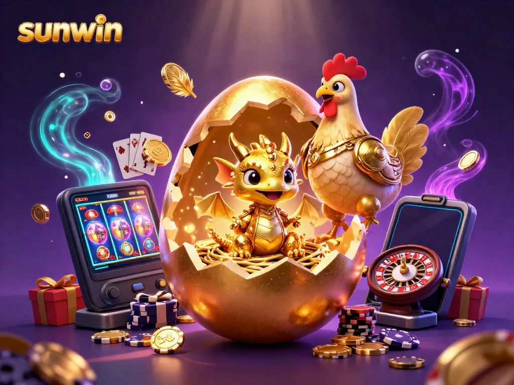 Experience thrilling gameplay with sunwin's vibrant golden dragon and poker chips in this dynamic casino scene.