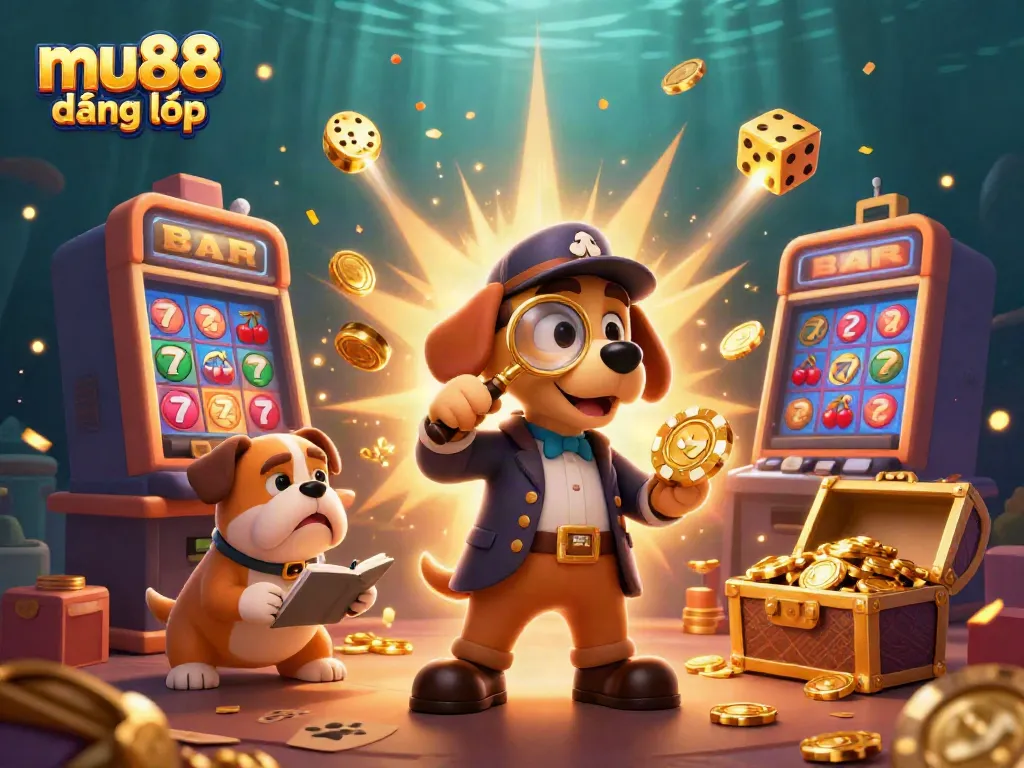 Engage in thrilling gameplay with mu88 đăng nhập, featuring detectives and exciting casino symbols.