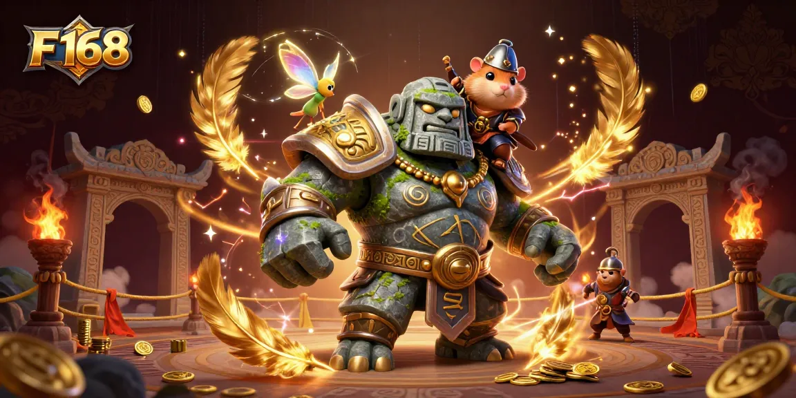 Play your luck with F 168 in a vibrant fantasy scene featuring magical characters and casino excitement