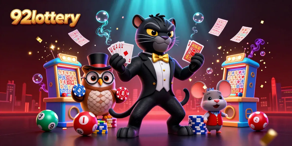 Engage in thrilling gameplay with 92lottery lottery games and vibrant characters in a dynamic scene.