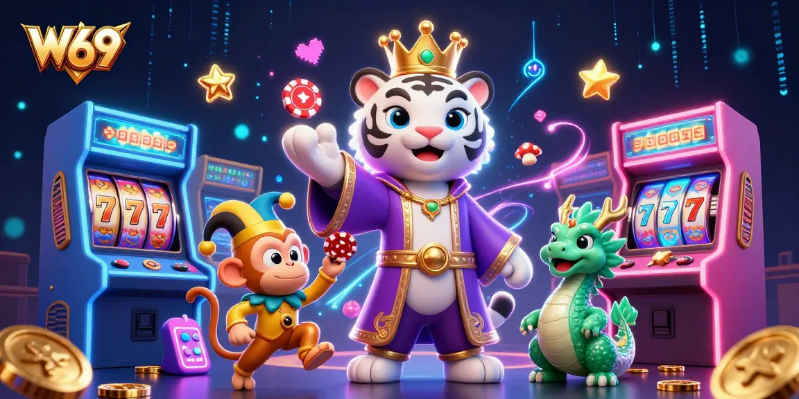 Engage with W69's lively casino experience, featuring vibrant characters, games, and immersive atmosphere.