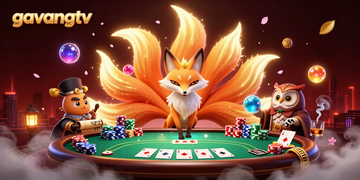 Experience the excitement of betting on gavangtv with colorful poker chips and spirits dancing around a lively poker scene.