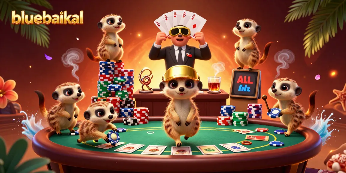 Experience thrilling gameplay at bluebaikal with meerkats running a lively casino scene.