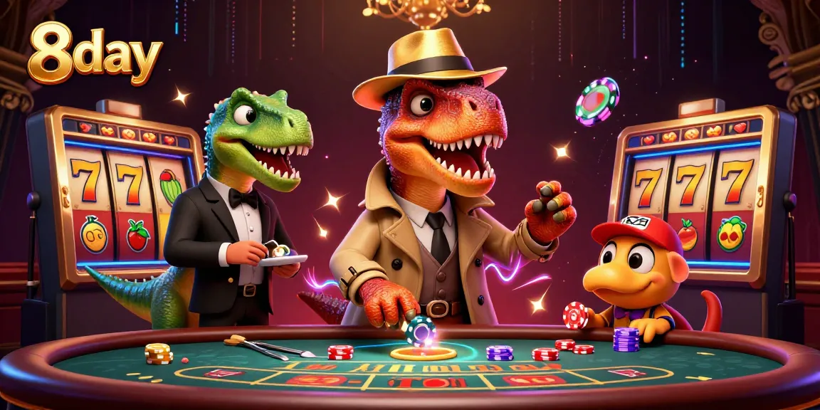 Engage in thrilling gameplay at 8day with vibrant slot reels and unique characters in a dynamic atmosphere.