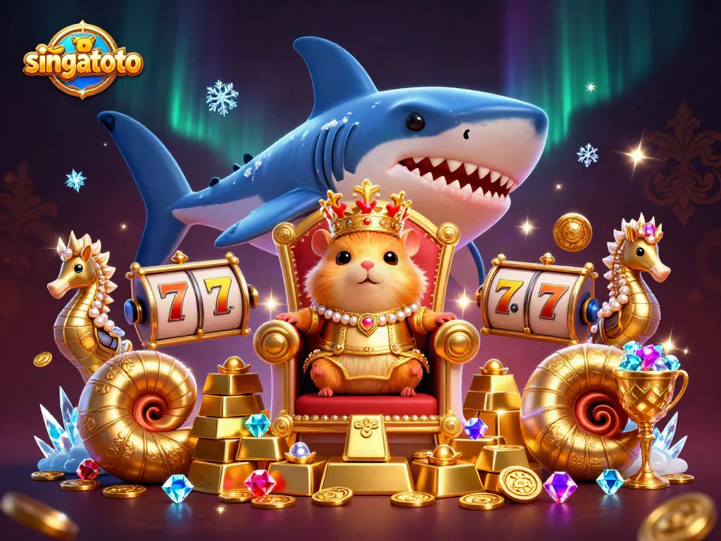 Engage with singatoto at a vibrant online casino featuring themed 3D characters around slot reels.